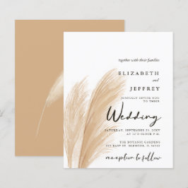 Budget Blush Boho Pampas Wedding Uitnodiging