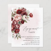 Budget Blush Bourgogne Engagement Party Uitnodigin (Voorkant / Achterkant)