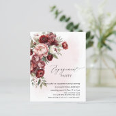 Budget Blush Bourgogne Engagement Party Uitnodigin (Staand voorkant)