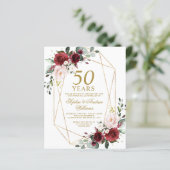 Budget Blush & Bourgondië Bruiloft Jubileum uitnod (Staand voorkant)
