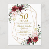 Budget Blush & Bourgondië Bruiloft Jubileum uitnod (Voorkant)