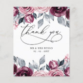 Budget Blush Burgundy Wedding Thank You Card (Voorkant)