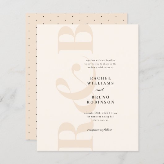 Budget Blush & Cream Minimalistische Initialen Bru (Voorkant / Achterkant)