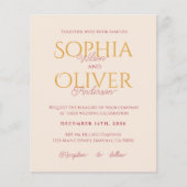 Budget blush en goud Foto QR code bruiloft uitnodi (Voorkant)