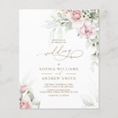 Budget Blush & Eucalyptus bruiloft uitnodiging (Voorkant)