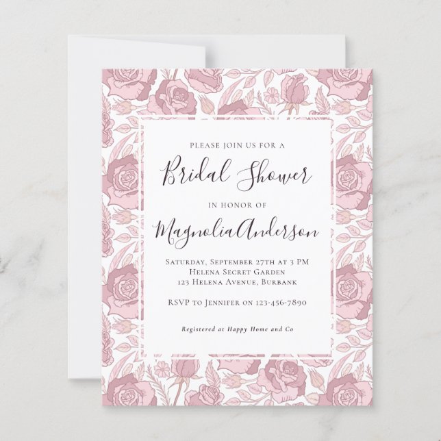 Budget Blush Floral Bridal Shower (Voorkant)