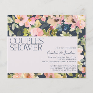 Budget Blush Floral Couples Shower Invite
