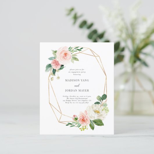 Budget Blush Floral Engagement Party (Staand voorkant)