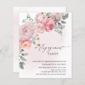 Budget Blush Floral Engagement Party Uitnodigingen (Voorkant / Achterkant)