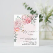 Budget Blush Floral Engagement Party Uitnodigingen (Staand voorkant)
