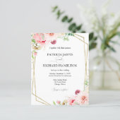 Budget Blush Floral Geometric Wedding Uitnodiging (Staand voorkant)