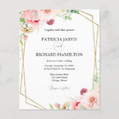 Budget Blush Floral Geometric Wedding Uitnodiging (Voorkant)