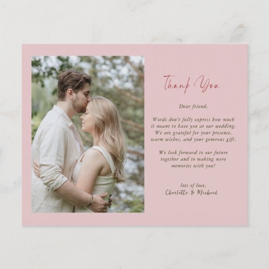 BUDGET Blush Floral Photo Weddenschap Hartelijk da Flyer (Achterkant)
