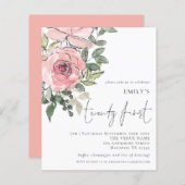 Budget Blush Florals 21e verjaardag Uitnodigen (Voorkant / Achterkant)