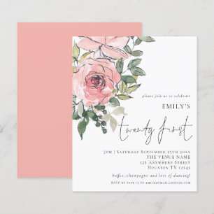 Budget Blush Florals 21e verjaardag Uitnodigen