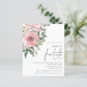 Budget Blush Florals Fortieth Birthday Invite (Staand voorkant)