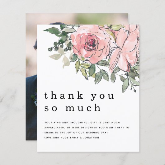 Budget Blush Florals Pas getrouwd Foto Hartelijk d (Voorkant / Achterkant)