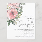 Budget Blush Florals - Uitnodiging van de zeventie (Voorkant)