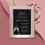 Budget Blush Folie 40th Birthday Party Invitation<br><div class="desc">Op de achtergrond van de wazige roze metalen folie, is onze elegante uitnodiging van de 40e verjaardag van de Dag van de Aarde voorzien van een vrouwelijke, bloeiende glitter ombre bekleding met een borrelende champagnebril die de Grote 4-Oh! verjaardagseeroree draagt. In een zwart lijst met een stompzinnige grens van de...</div>