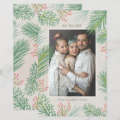 Budget Blush Forest Pine Holly Photo Holiday Card (Voorkant / Achterkant)