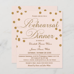 Budget Blush Glitter repetitie Dinner Invitation
