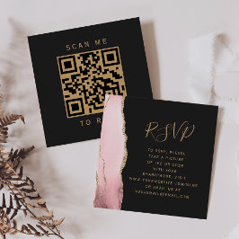 Budget Blush Gold Agaat Dark Wedding QR Code RSVP Informatiekaartje