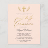 Budget Blush Gold Calligraphy First Heilige Commun (Voorkant)