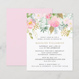 Budget Blush Gold Floral Couple Shower Uitnodiging