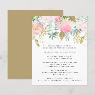 Budget Blush Gold Floral Couples - Uitnodiging
