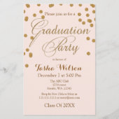 Budget Blush Gold Glitter Afstuderen Invitation (Voorkant)