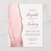 Budget Blush Goud Agaat QR Code Trouw Uitnodiging (Voorkant)