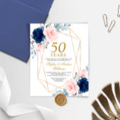 Budget Blush & Navy bruiloft Jubileum Uitnodigen
