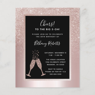 Budget Blush Ombre 50th Birthday Party Uitnodiging