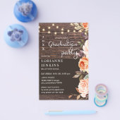 Budget Blush & Peach Bloemrijke Rustieke Afstudeer Flyer (Enkel)