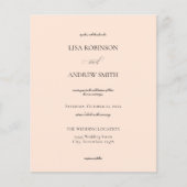 Budget Blush Peach Calligraphy Wedding Flyer (Voorkant)