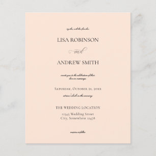 Budget Blush Peach Calligraphy Wedding Flyer