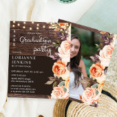 Budget Blush & Peach Floral Rustic Afstudeerder Fo