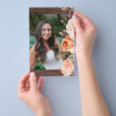 Budget Blush & Peach Floral Rustic Afstudeerder Fo Flyer (Hand)