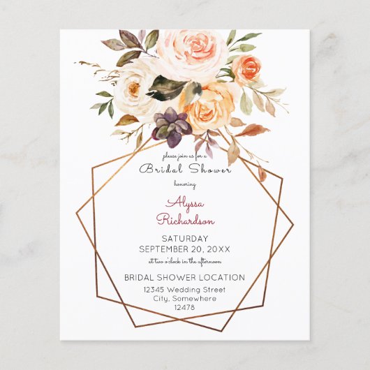 Budget Blush & Peach Floral Vrijgezellenfeest Flye Flyer (Voorkant)