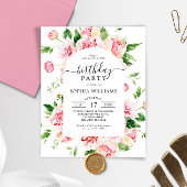 Budget Blush Peonies Birthday Party Invitation
