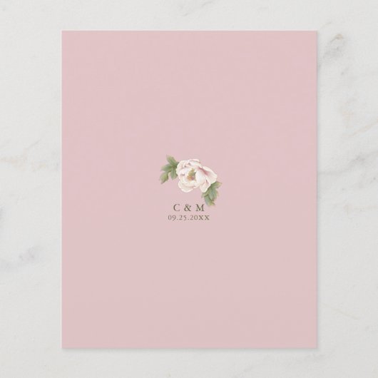 BUDGET Blush Peony Floral Weddenschap Save the Dat Flyer (Achterkant)