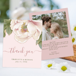 Budget Blush Peony Flower Foto bedankt Flyer