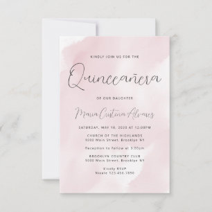 Budget Blush Pink 15th Birthday Quinceañera Uitnod Notitiekaartje