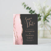 Budget Blush Pink Agate Rose Gold Save the Date (Staand voorkant)