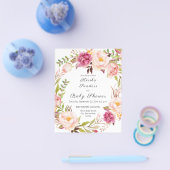 Budget Blush Pink Bloom Floral Baby shower Flyer (Enkel)