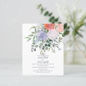 Budget Blush Pink & Blue Waterverf Floral Wedding (Staand voorkant)