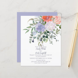 Budget Blush Pink & Blue Waterverf Floral Wedding