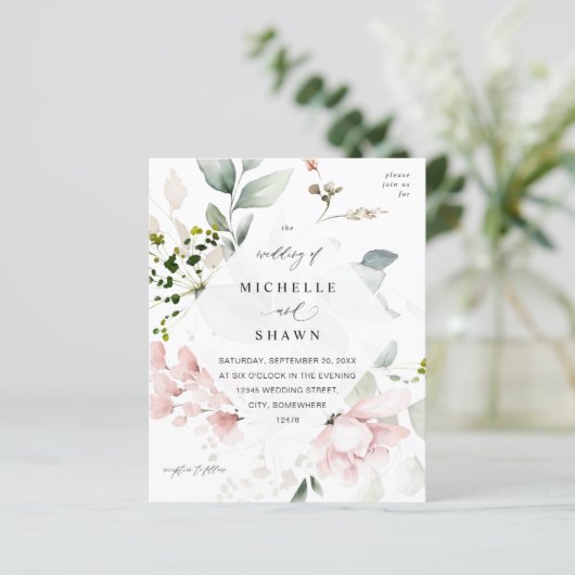 Budget Blush Pink & Eucalyptus Floral Wedding (Staand voorkant)