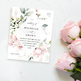 Budget Blush Pink & Eucalyptus Floral Wedding Flyer