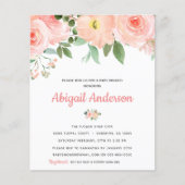 Budget Blush Pink Floral Baby Brunch Uitnodiging (Voorkant)
